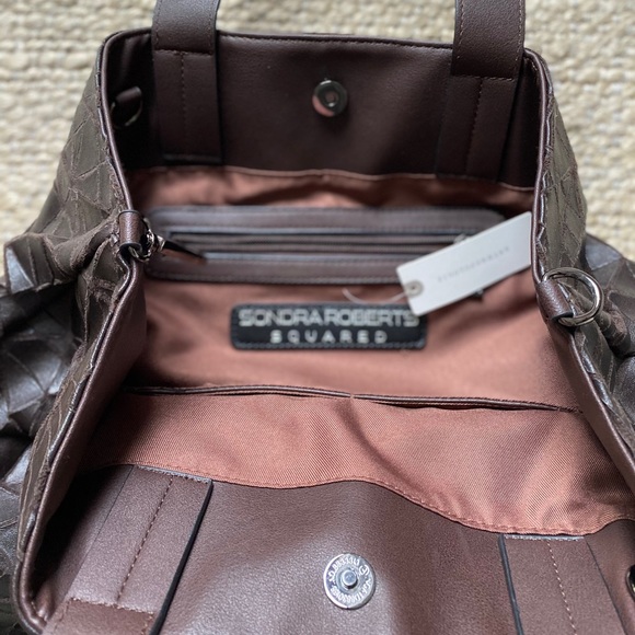 Anthropologie Sondra Roberts Geo Tote NWT Brown - Picture 5 of 5